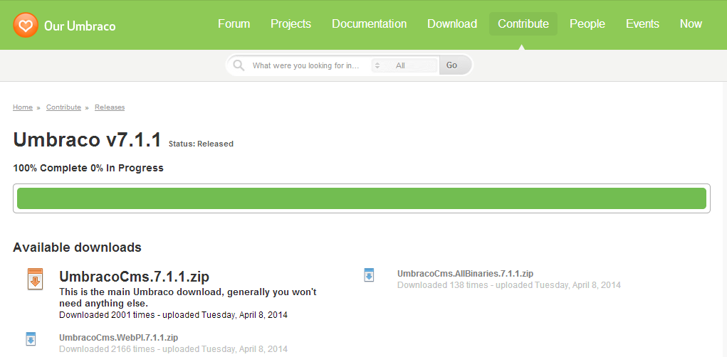Download Umbraco full source code release package