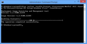 Command Prompt showing installation of the feature.
