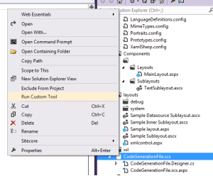 sitecore codegen - run custom tool